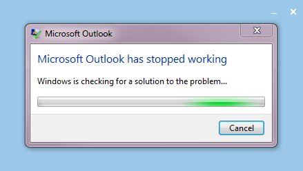 Microsoft Office Outlook 2013 Preview crash screen
